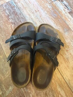 Birkenstock Black Double Strap Leather Sandals